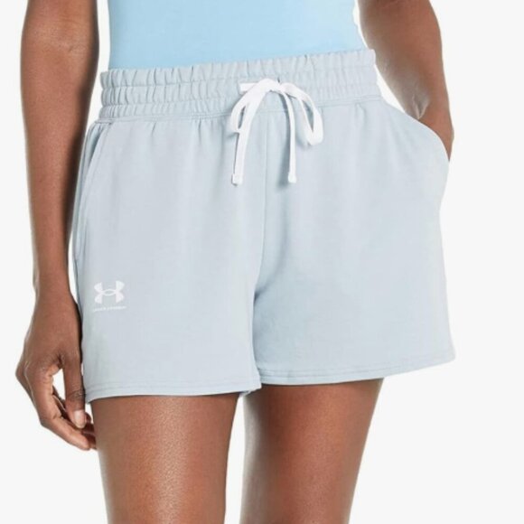 NWT Under Armour Women's Rival Terry Shorts, harbor blue/white, 1x - Picture 1 of 2